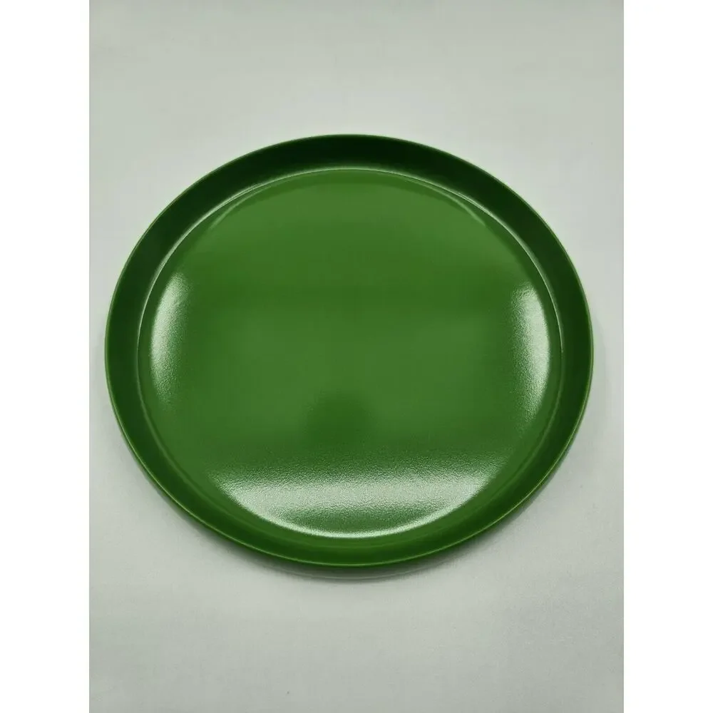 4 Vintage Oblique PMC Green Stacking Melamine Luncheon Plates 7 inch-FREE SHIP